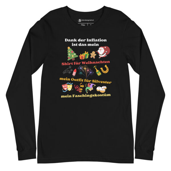Langärmeliges Shirt – Inflation Weihnachten, Silvester, Fasching